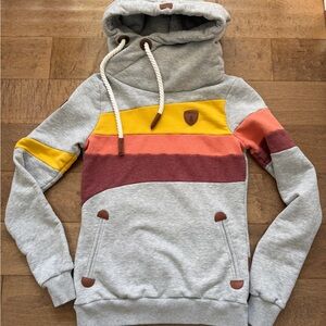 Wanakome Gray and Multicolor Striped Hoodie